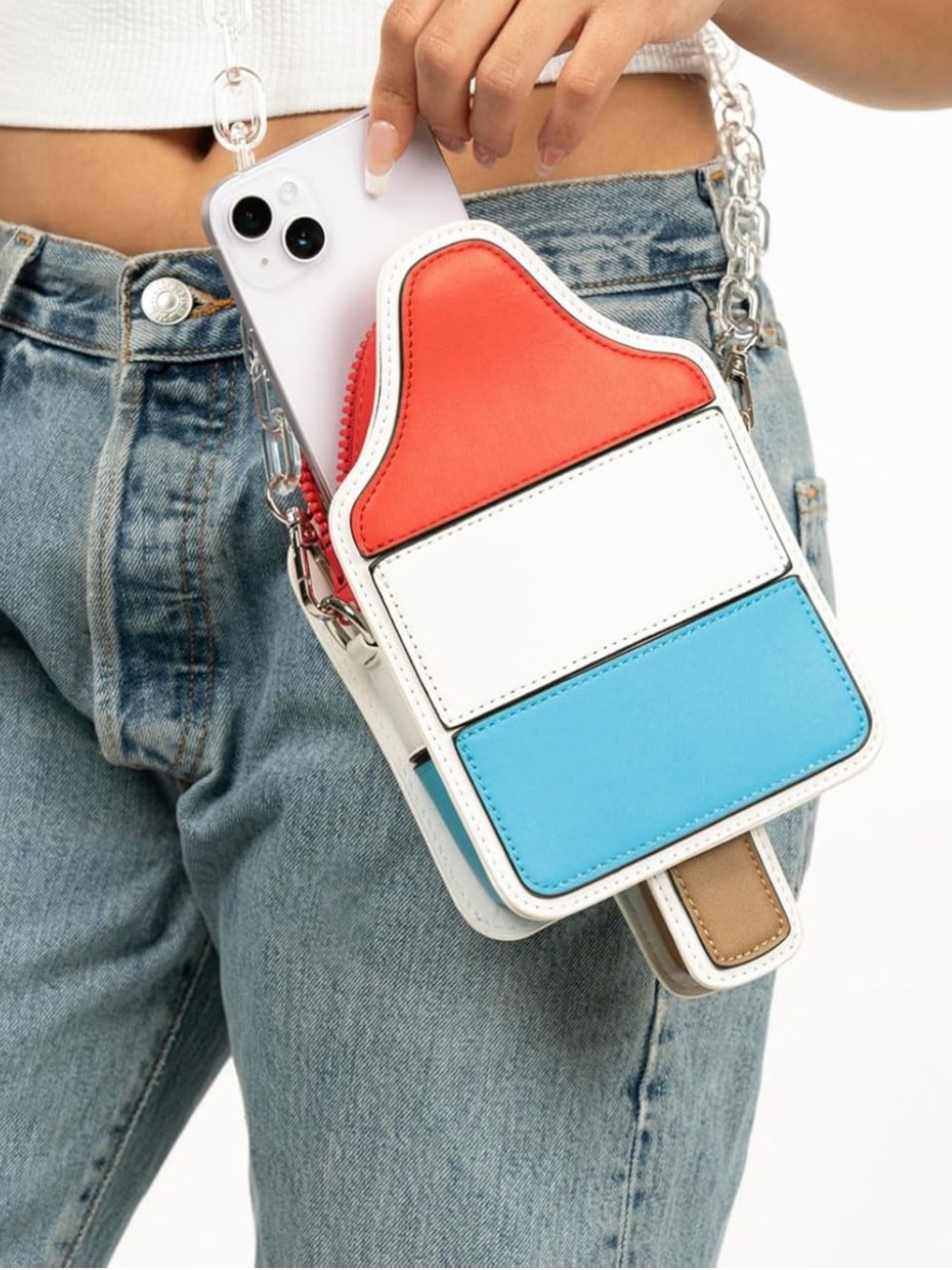 NWT Tipsy Elves Red White Blue Popsicle Crossbody Purse